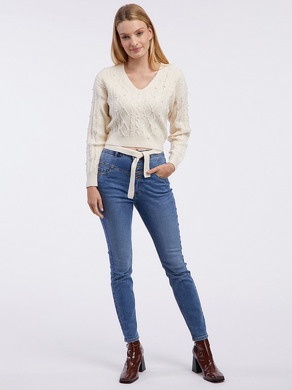 Orsay Кремав дамски cropped пуловер ORSAY