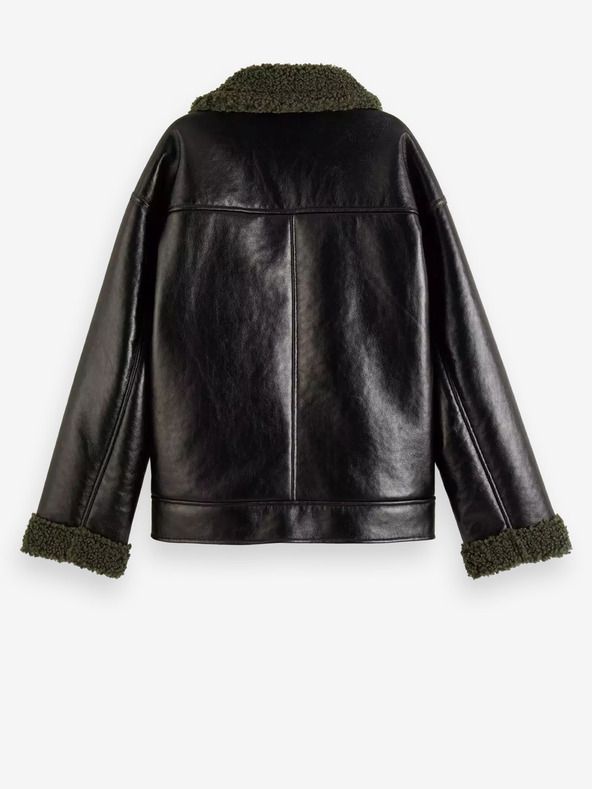 Scotch & Soda Черно дамско зимно яке от изкуствена кожа Scotch & Soda