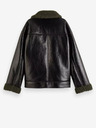 Scotch & Soda Черно дамско зимно яке от изкуствена кожа Scotch & Soda