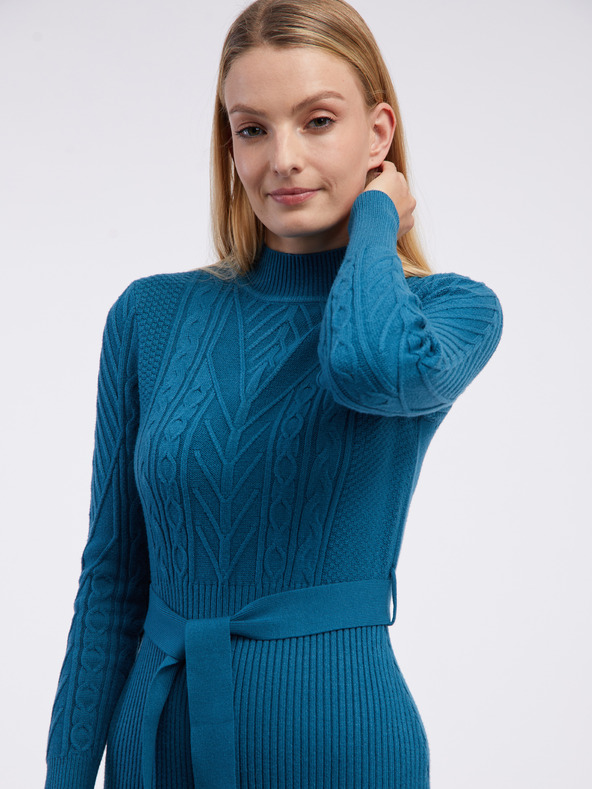 Orsay Петроленосиня дамска рокля-пуловер ORSAY