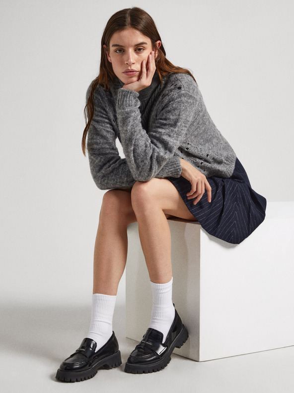 Pepe Jeans Черни дамски лъскави мокасини Pepe Jeans Queen Oxford