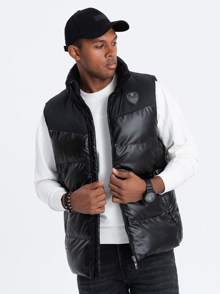 Ombre Clothing Черна мъжка ватирана жилетка Ombre Clothing