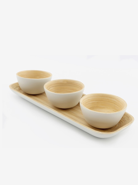 SIFCON Бамбуков комплект от три купички върху поднос SIFCON