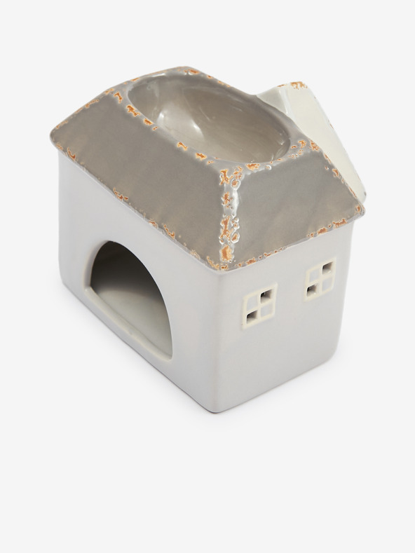 SIFCON Кафяво-сива керамична лампа за ароматерапия във формата на къща 13x12 SIFCON