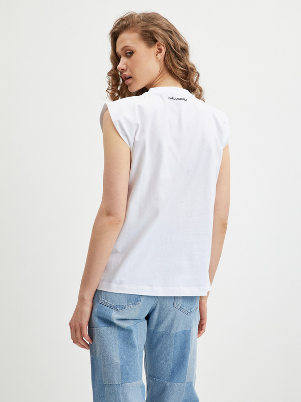 Karl Lagerfeld Бяла дамска тениска KARL LAGERFELD Ikonik