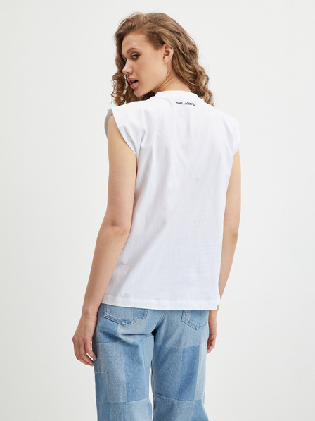Karl Lagerfeld Бяла дамска тениска KARL LAGERFELD Ikonik