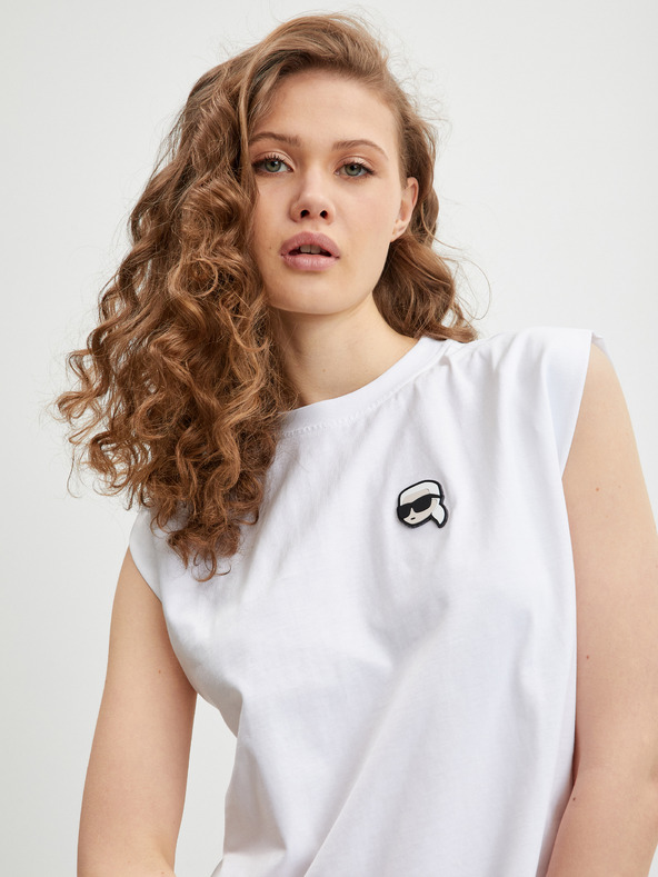 Karl Lagerfeld Бяла дамска тениска KARL LAGERFELD Ikonik