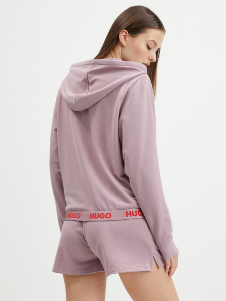 HUGO Дамски суитчър с качулка и цип в старо розово HUGO