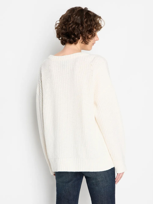 Armani Exchange Кремав дамски пуловер от вълна Armani Exchange