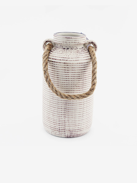 SIFCON Малка керамична ваза с дръжка от въже SIFCON