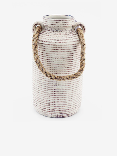 SIFCON Ваза от каменна керамика с дръжка от въже 26x13cm SIFCON