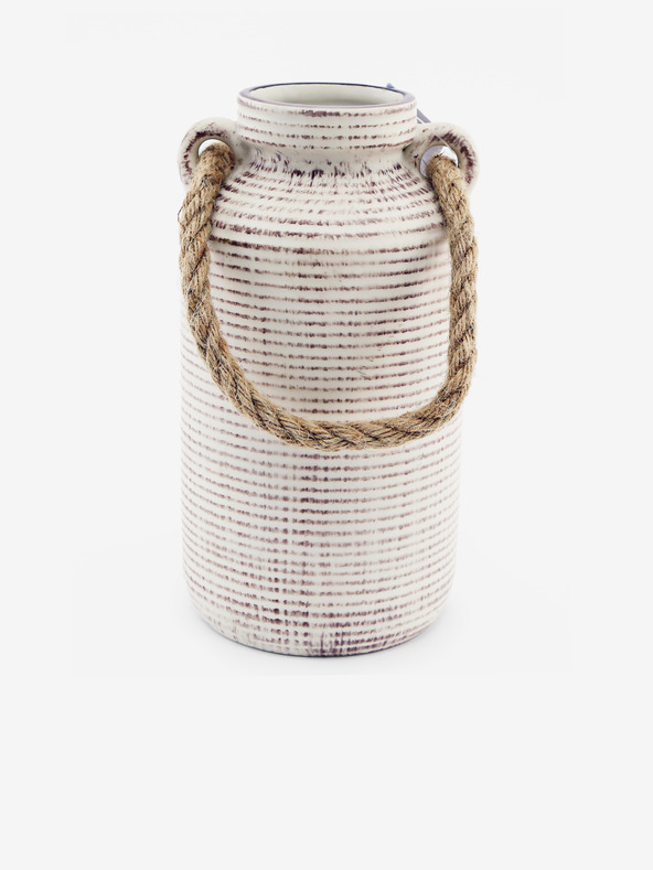 SIFCON Ваза от каменна керамика с дръжка от въже 26x13cm SIFCON