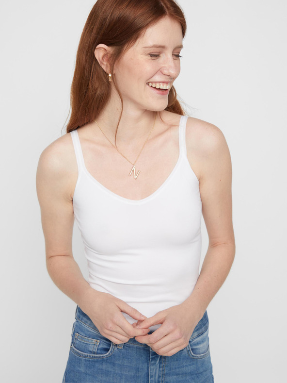 Pieces Бяла дамска блуза с горнище от платнени парчета