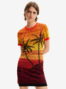 Desigual Жълто-оранжева дамска рокля Desigual Bipalmeri