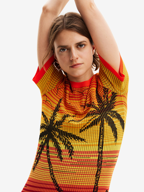 Desigual Жълто-оранжева дамска рокля Desigual Bipalmeri