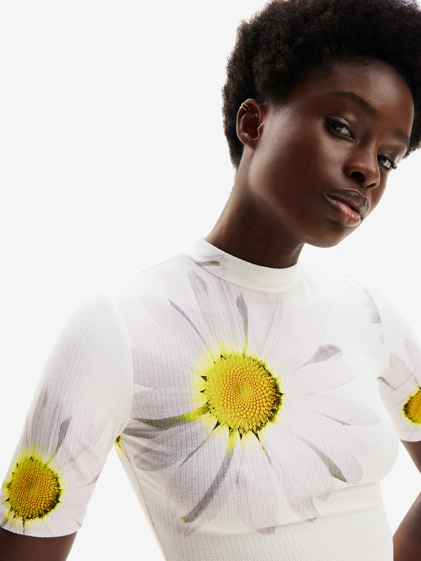 Desigual Desigual Margaritas бяла дамска рокля на цветя