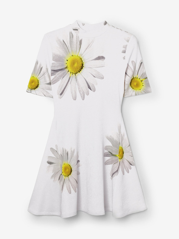 Desigual Desigual Margaritas бяла дамска рокля на цветя