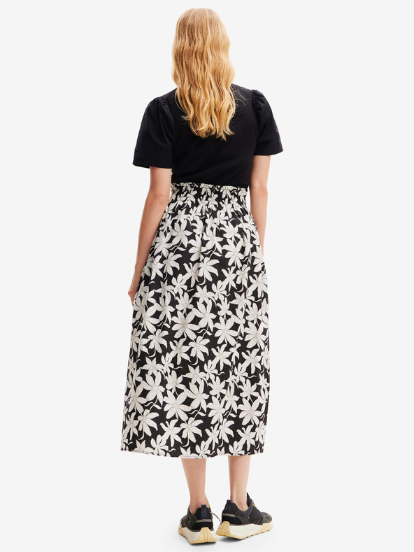 Desigual Desigual Marlon дамска флорална миди рокля в бяло и черно