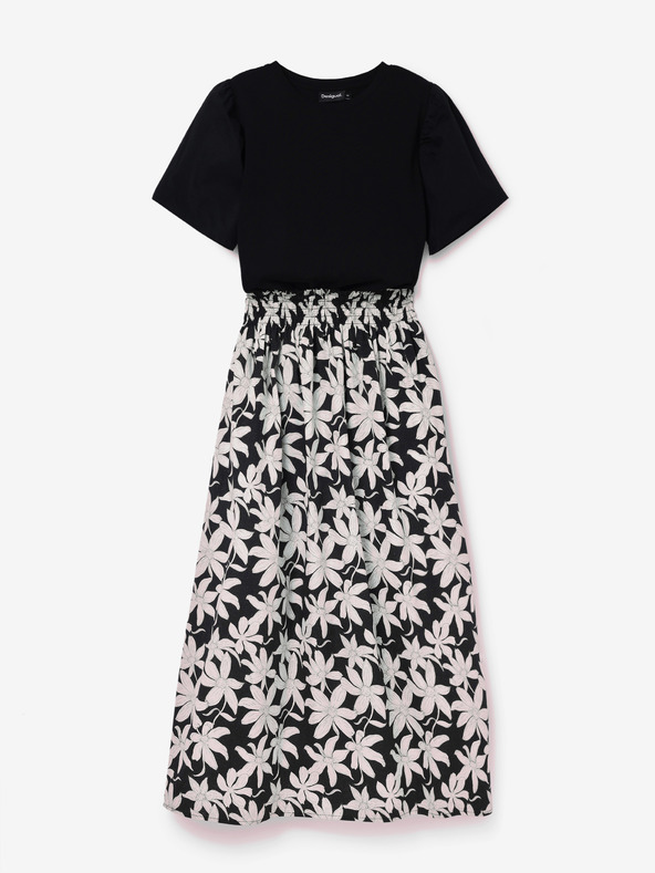 Desigual Desigual Marlon дамска флорална миди рокля в бяло и черно