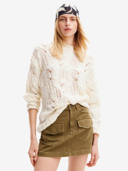 Desigual Desigual Milano кремава дамска жилетка от вълна