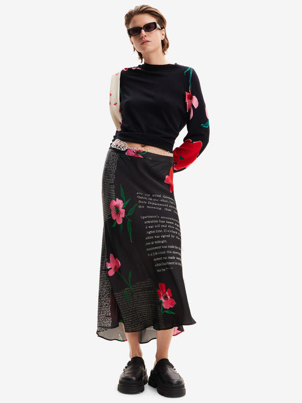 Desigual Черен дамски цветен пуловер Desigual Demis