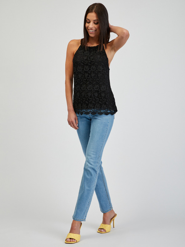 Orsay Черен дамски дантелен топ ORSAY