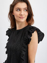 Orsay Черна дамска тениска с волан ORSAY
