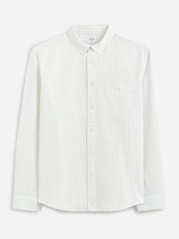 Celio Светлозелена мъжка риза на райета Celio Caoxfordy