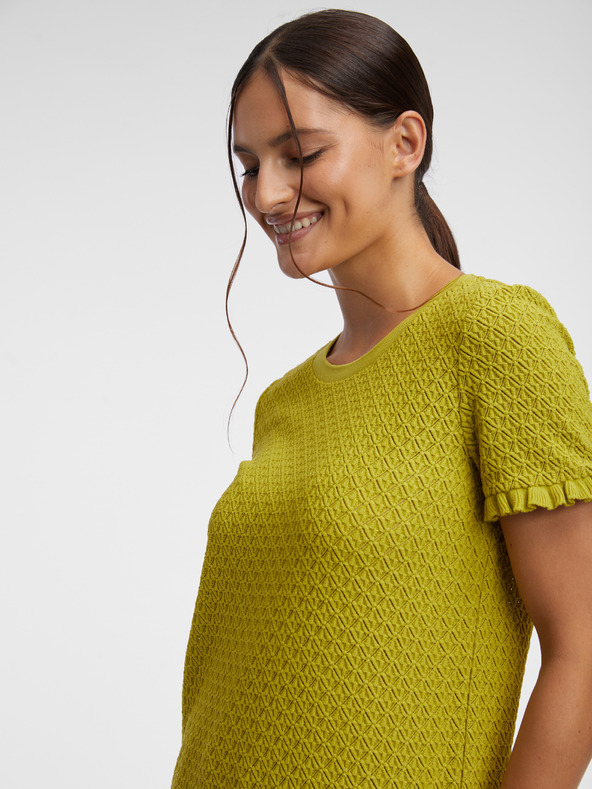 Orsay Зелена дамска плетена тениска с десен ORSAY