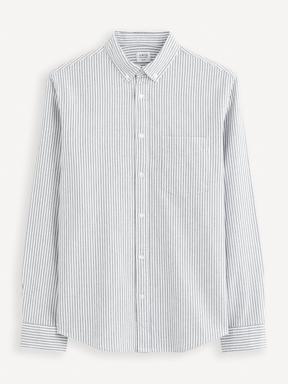 Celio Светлосива мъжка риза на райета Celio Caoxfordy