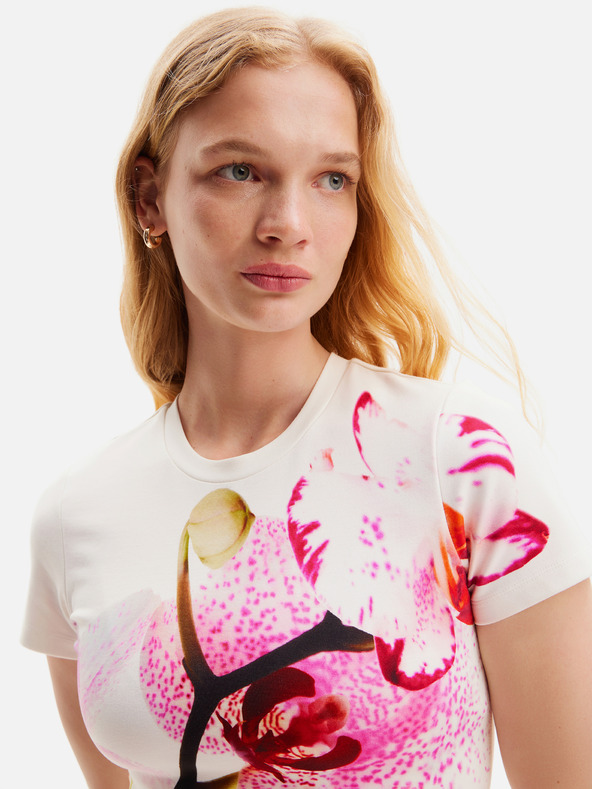 Desigual Desigual Lila Lacroix бяла дамска флорална миди рокля