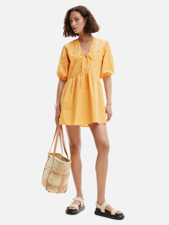 Desigual Оранжева дамска мини рокля Desigual Lombard