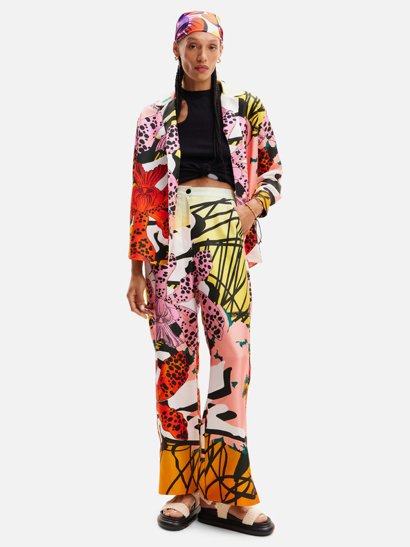 Desigual Червено-розова дамска копринена блуза с шарки Desigual Ericeira Lacroix