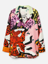 Desigual Червено-розова дамска копринена блуза с шарки Desigual Ericeira Lacroix