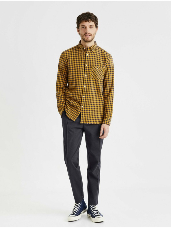 Celio Тъмносин мъжки панталон с изрязани крачоли Celio Cobozal