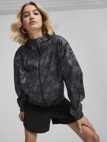 Puma Сиво дамско яке Puma Blossom AOP с вятърна жилетка Леко яке с шарка