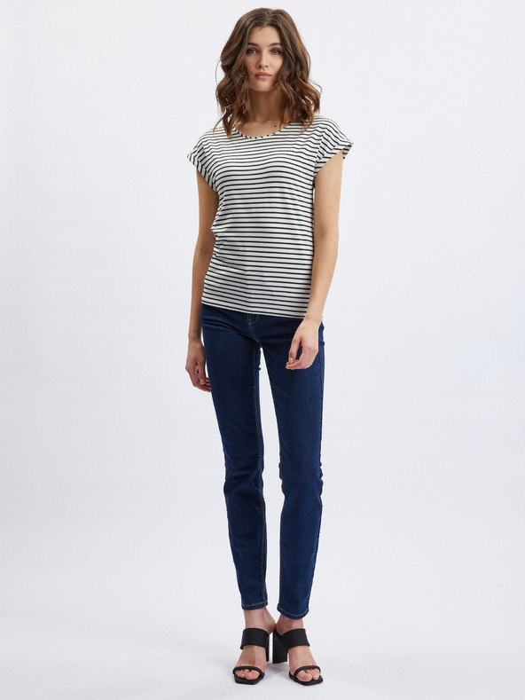 Orsay Кремаво-синя дамска тениска на райе ORSAY