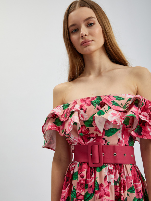 Orsay Тъмнорозова дамска рокля на цветя ORSAY