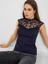 Orsay Тъмносиня дамска тениска с дантелен детайл ORSAY