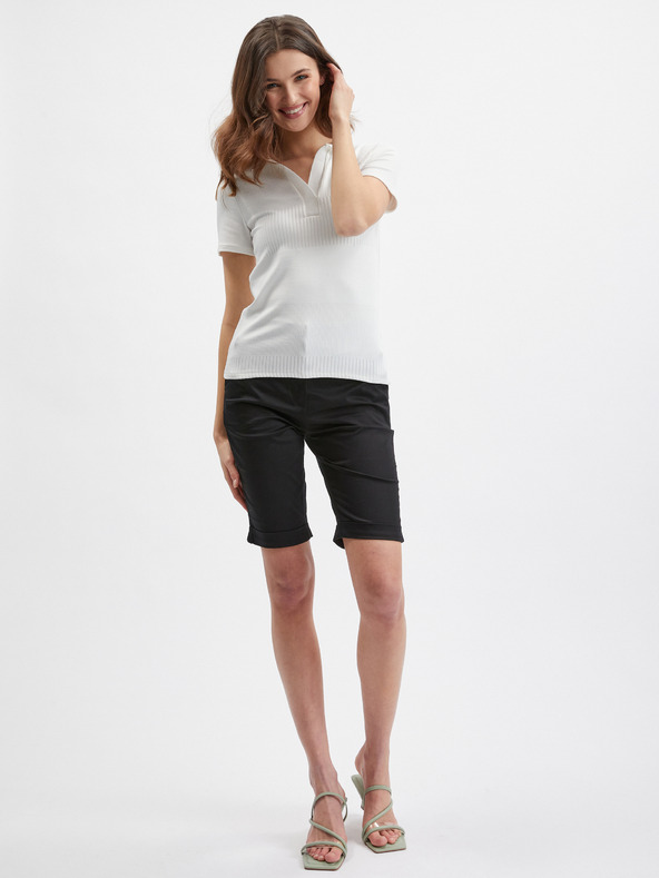 Orsay Бяла дамска плетена поло тениска ORSAY