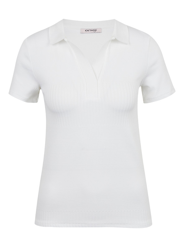 Orsay Бяла дамска плетена поло тениска ORSAY