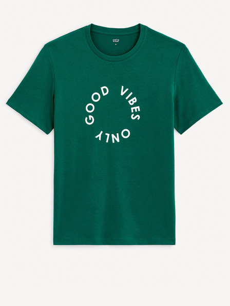 Celio Тъмнозелена мъжка тениска Celio Gecircu