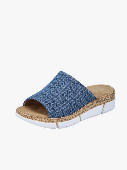 Rieker Сини дамски чехли с шарка Rieker