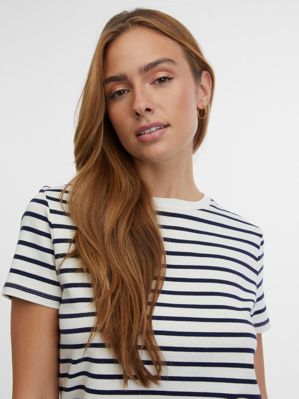 Orsay Синьо-кремава дамска тениска на райе ORSAY