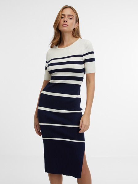 Orsay Синя дамска рокля на райе ORSAY