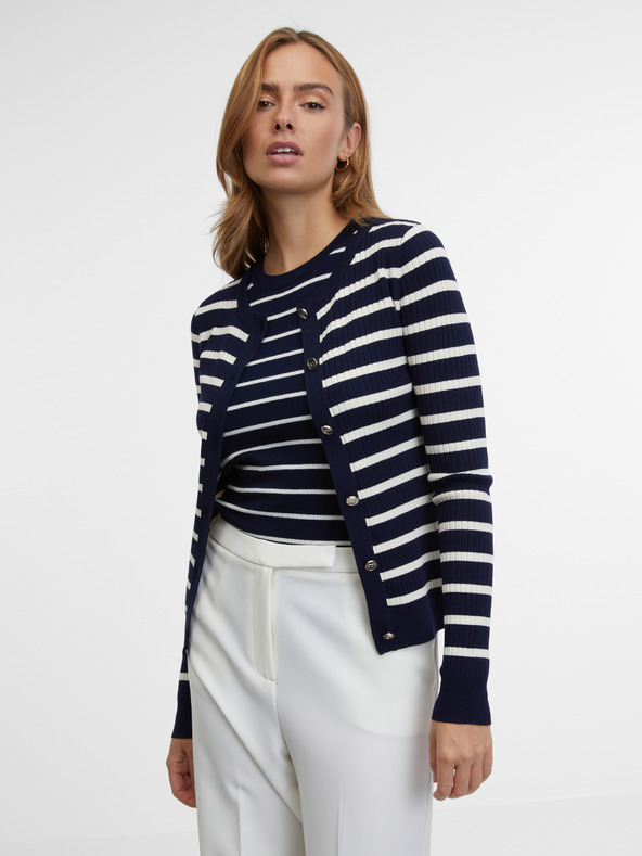 Orsay Тъмносин дамски раиран кардиган ORSAY