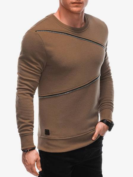 Ombre Clothing Кафяв мъжки суитчър с декоративни ципове Ombre Clothing