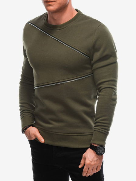 Ombre Clothing Зелен мъжки суитчър с декоративни ципове Ombre Clothing