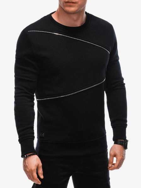 Ombre Clothing Черен мъжки суитчър с декоративни ципове Ombre Clothing