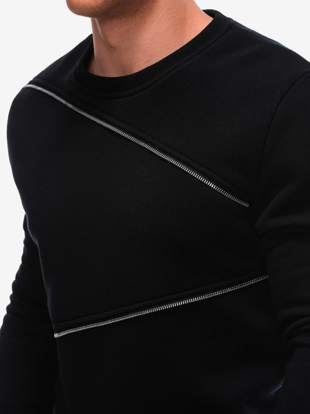 Ombre Clothing Черен мъжки суитчър с декоративни ципове Ombre Clothing